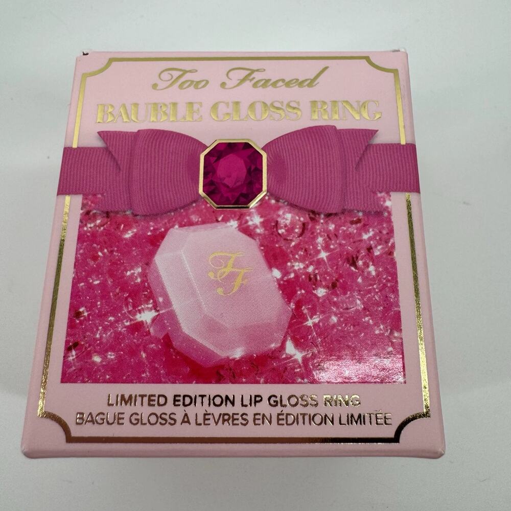 Too Faced Bauble Gloss Ring Pink Lip Gloss Limited Edition Holiday Lip Gloss NIB
